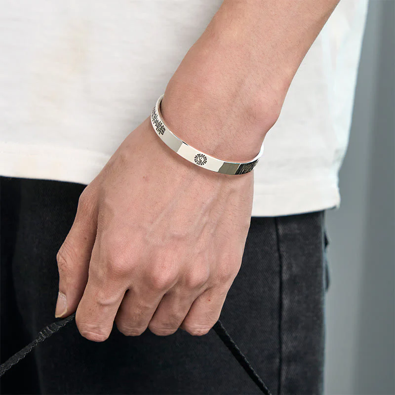 Braccialetto della ricchezza in argento placcato in rame con simbolo del mantra Bagua Buddha Stones - Image 10