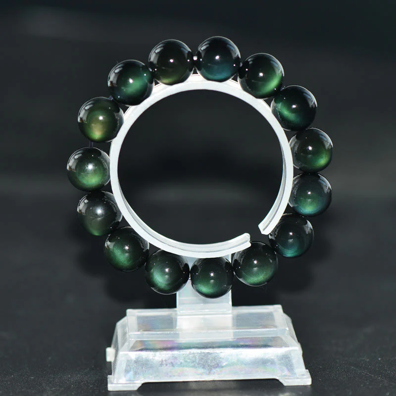 Braccialetto della ricchezza in ossidiana verde naturale Buddha Stones - Image 8