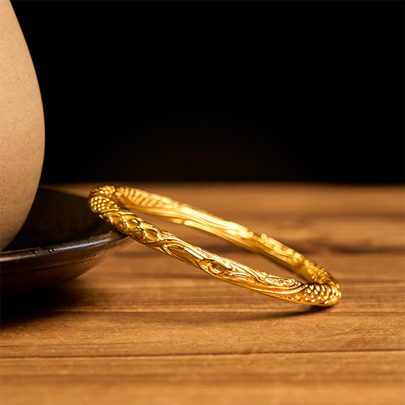 Braccialetto della ricchezza placcato oro in rame con design a cerchio con universo cavo Buddha Stones - Image 4