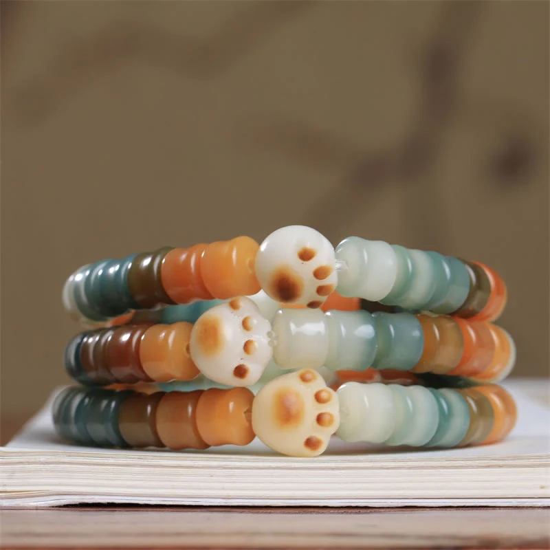 Braccialetto della saggezza con zampa di gatto, semi di Bodhi colorati Buddha Stones - Image 6