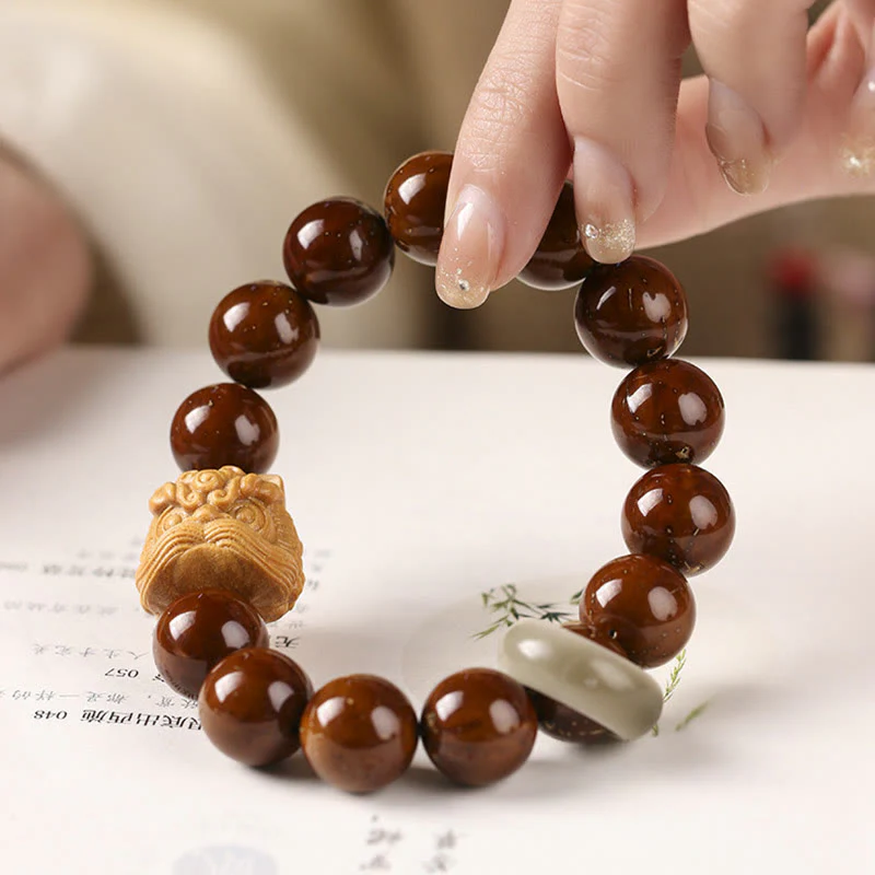 Braccialetto della saggezza del leone danzante dei semi di Bodhi viola Buddha Stones - Image 12