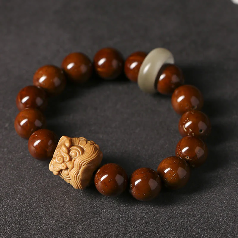 Braccialetto della saggezza del leone danzante dei semi di Bodhi viola Buddha Stones - Image 13