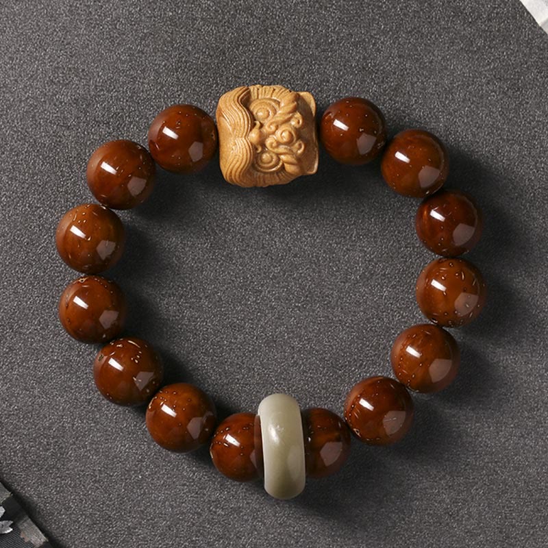 Braccialetto della saggezza del leone danzante dei semi di Bodhi viola Buddha Stones - Image 14
