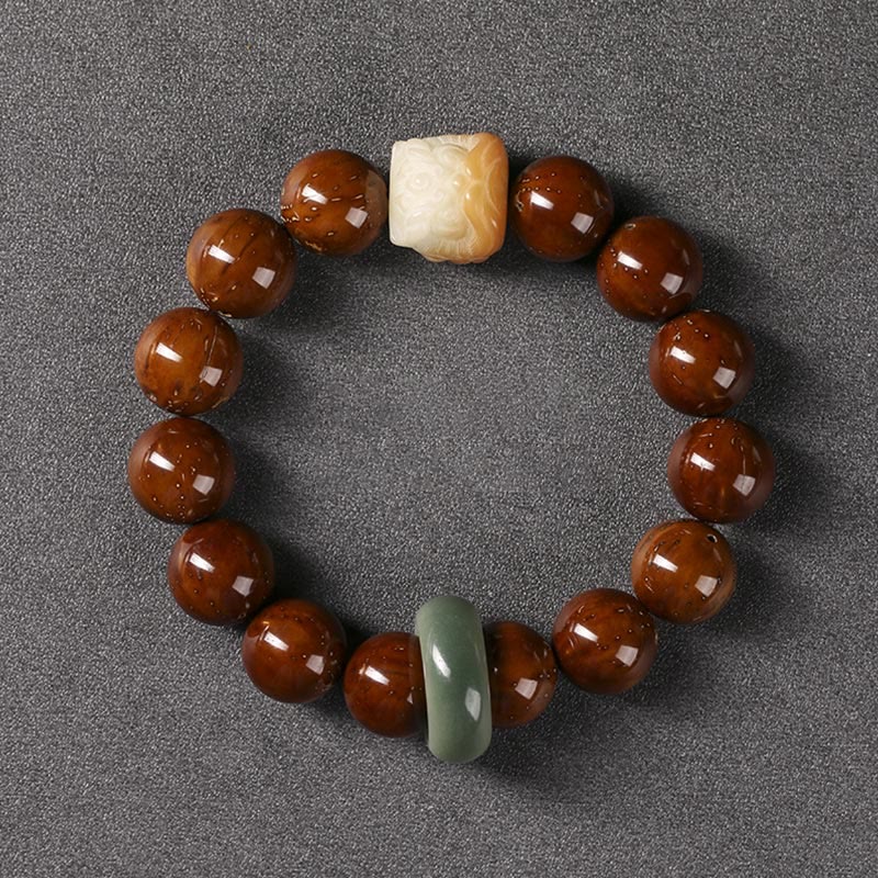 Braccialetto della saggezza del leone danzante dei semi di Bodhi viola Buddha Stones - Image 2