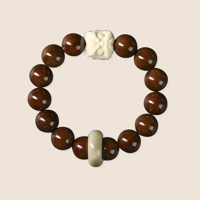 Braccialetto della saggezza del leone danzante dei semi di Bodhi viola Buddha Stones - Image 8