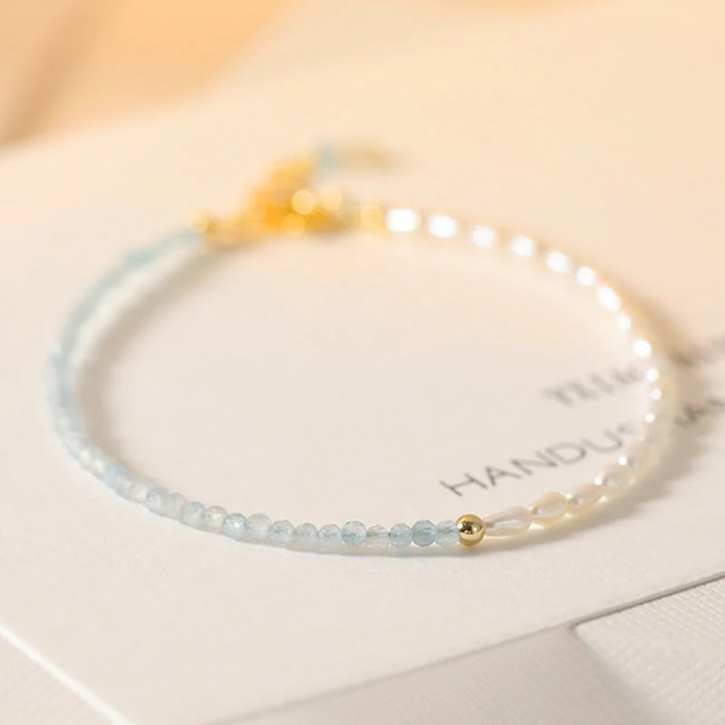 Braccialetto della saggezza in rame placcato oro 14k con perle ultrasottili di perle turchesi da 2 mm Buddha Stones - Image 2