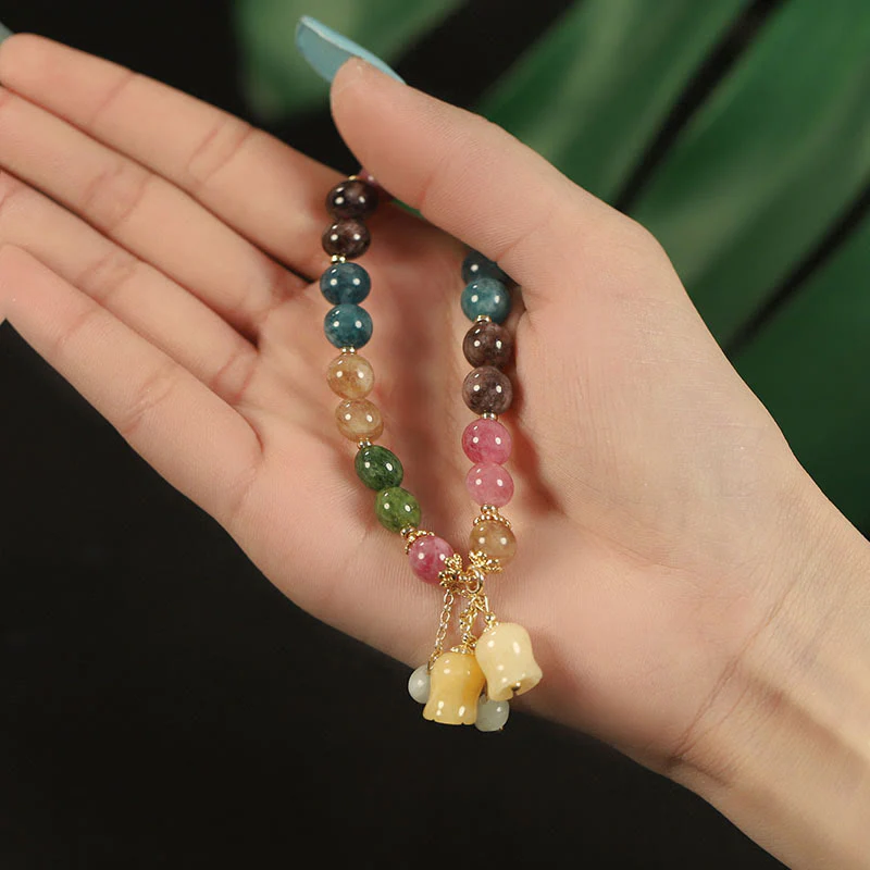 Braccialetto dell'amore con perline di fiori di tormalina colorata naturale Buddha Stones - Image 13