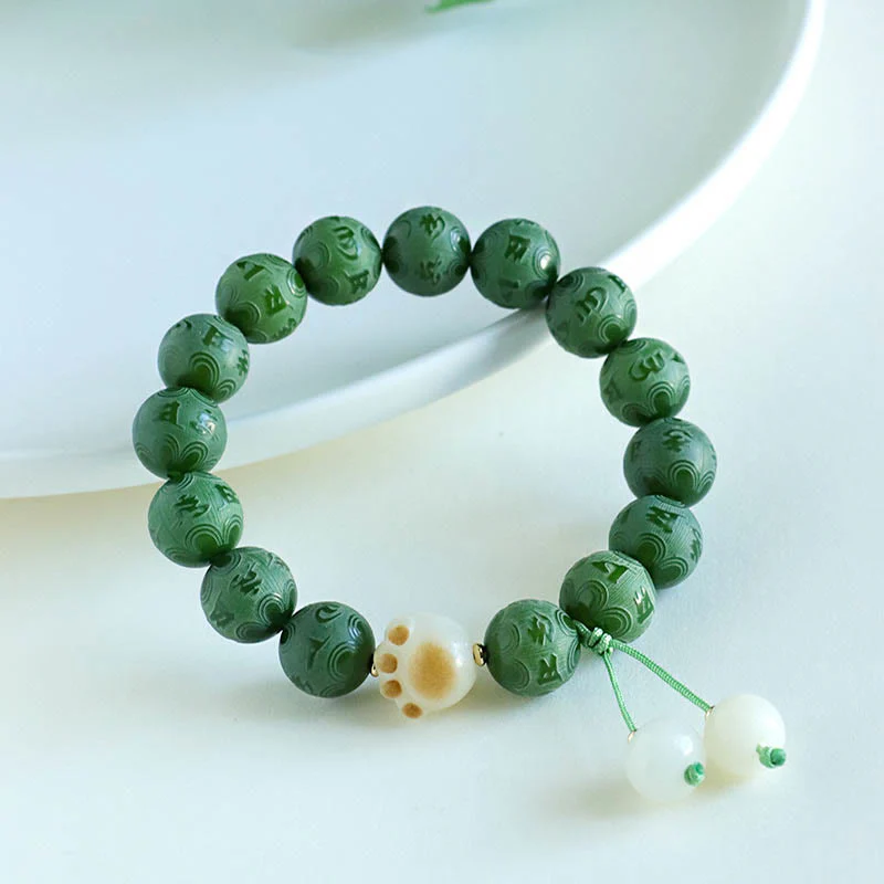 Braccialetto dell'armonia intagliato Buddha Stones Bodhi Seed Om Mani Padme Hum