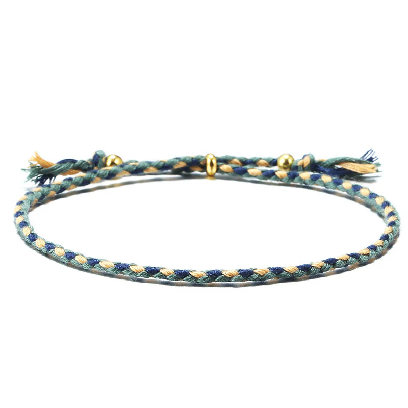 Braccialetto dell'armonia regolabile con nappa intrecciata in corda colorata fatta a mano di Buddha Stones