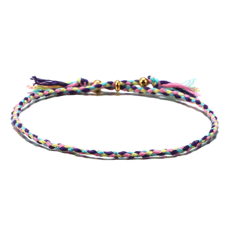 Braccialetto dell'armonia regolabile con nappa intrecciata in corda colorata fatta a mano di Buddha Stones - Image 10