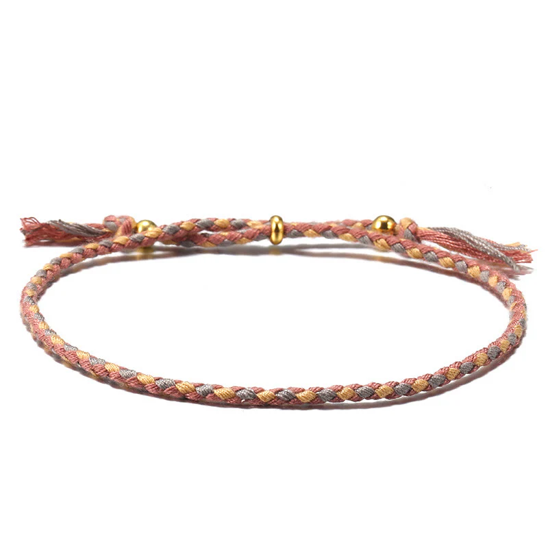 Braccialetto dell'armonia regolabile con nappa intrecciata in corda colorata fatta a mano di Buddha Stones - Image 2
