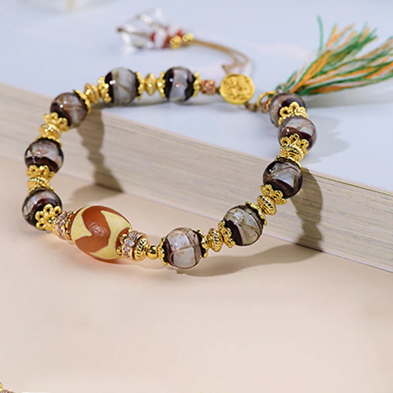 Braccialetto delle benedizioni con perline di vetro Dzi Buddha Stones Liuli - Image 10