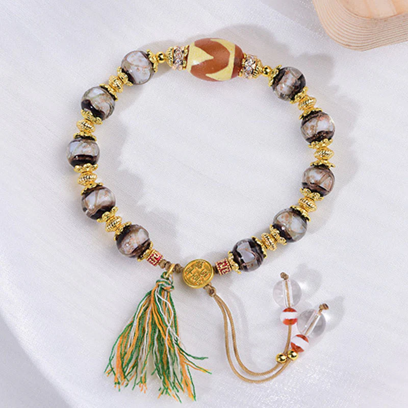 Braccialetto delle benedizioni con perline di vetro Dzi Buddha Stones Liuli - Image 12