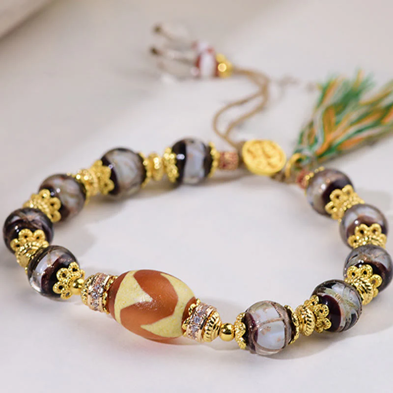 Braccialetto delle benedizioni con perline di vetro Dzi Buddha Stones Liuli - Image 3