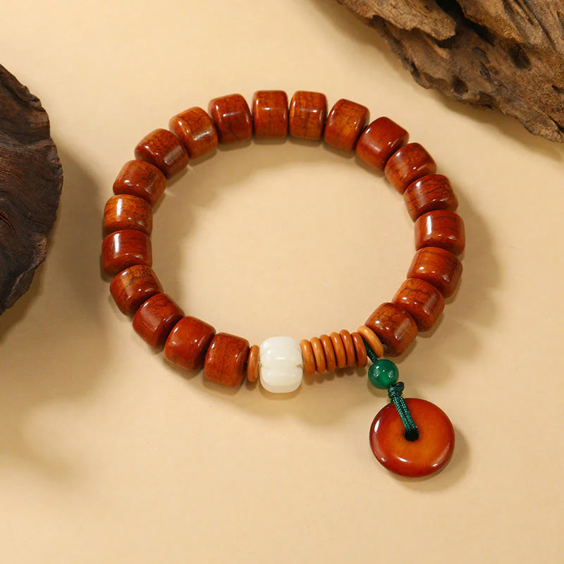 Braccialetto dell'illuminazione con fibbia della pace in Buddha Stones, perline di osso e loto