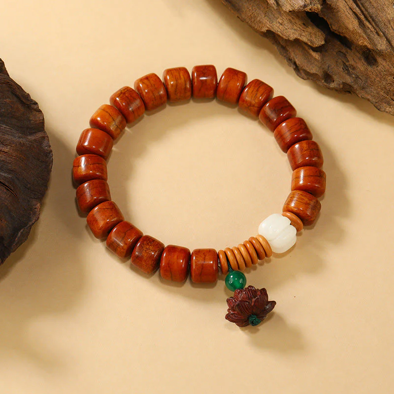 Braccialetto dell'illuminazione con fibbia della pace in Buddha Stones, perline di osso e loto - Image 6