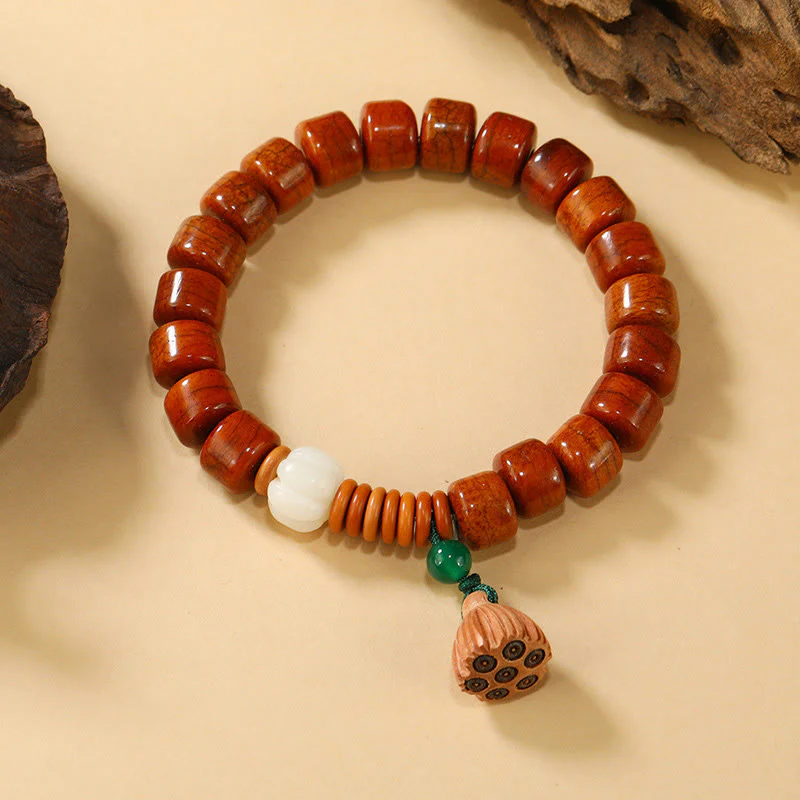Braccialetto dell'illuminazione con fibbia della pace in Buddha Stones, perline di osso e loto - Image 8