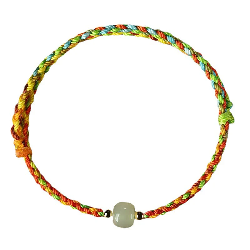 Braccialetto di abbondanza di perline di giada con corda colorata Buddha Stones Luck - Image 5