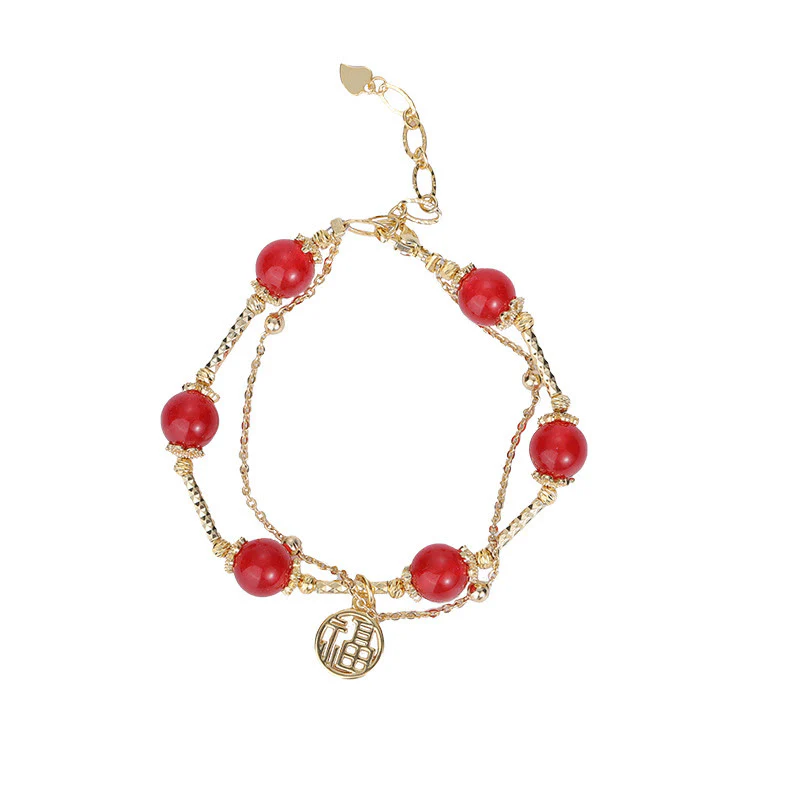 Braccialetto di accettazione di sé con ciondolo a forma di carattere Fu in agata rossa Buddha Stones - Image 11
