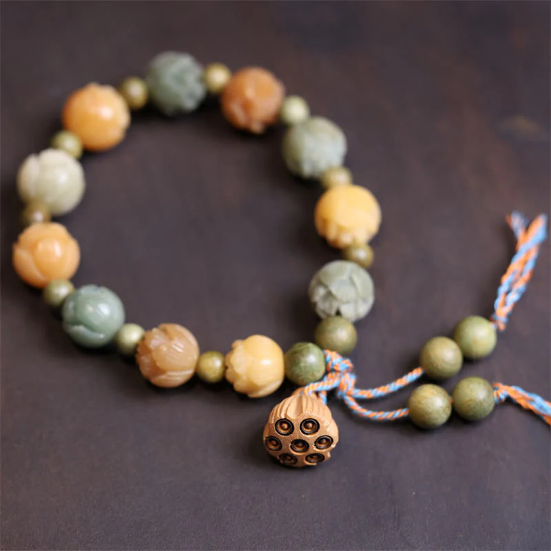 Braccialetto di armonia della saggezza del sandalo verde del seme di Bodhi Buddha Stones - Image 4