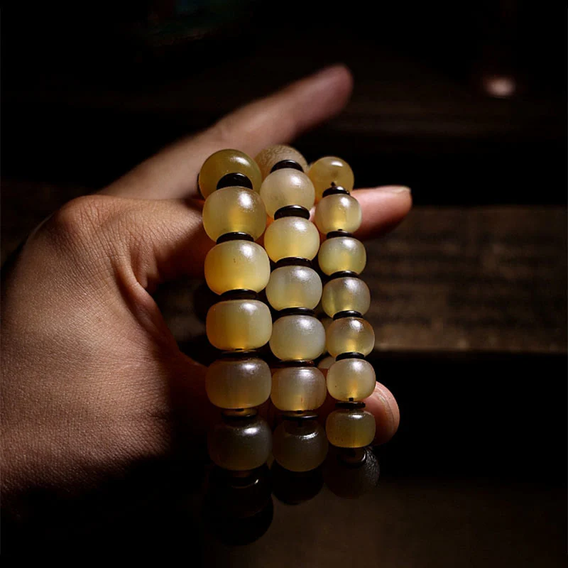 Braccialetto di auspicio Om Mani Padme Hum in corno di pecora tibetano fatto a mano con Buddha Stones - Image 13