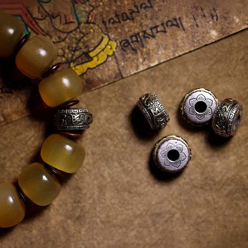 Braccialetto di auspicio Om Mani Padme Hum in corno di pecora tibetano fatto a mano con Buddha Stones - Image 15