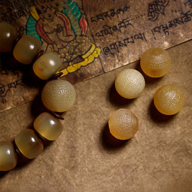 Braccialetto di auspicio Om Mani Padme Hum in corno di pecora tibetano fatto a mano con Buddha Stones - Image 16