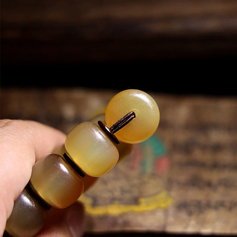 Braccialetto di auspicio Om Mani Padme Hum in corno di pecora tibetano fatto a mano con Buddha Stones - Image 9
