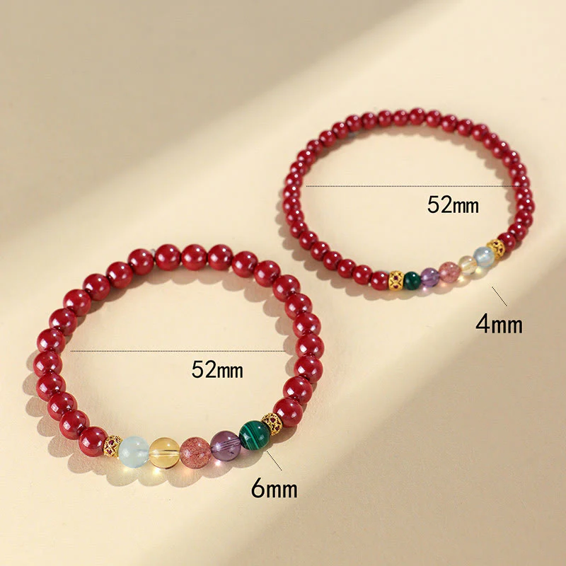 Braccialetto di benedizione Buddha Stones Cinnabar Acquamarina Citrino Quarzo Fragola Ametista Malachite - Image 14