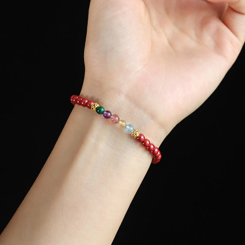 Braccialetto di benedizione Buddha Stones Cinnabar Acquamarina Citrino Quarzo Fragola Ametista Malachite - Image 8