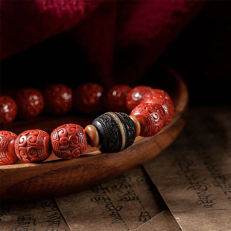 Braccialetto di benedizione calma in ebano e cinabro naturale Buddha Stones - Image 9