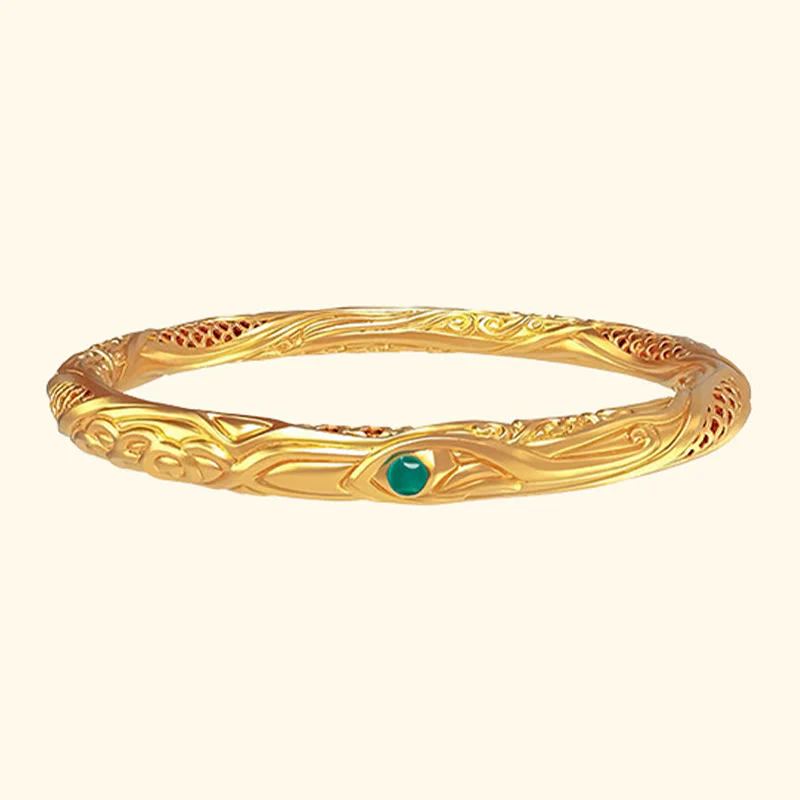 Braccialetto di benedizione con design a forma di fiore cavo dorato in argento sterling 999 Buddha Stones - Image 9