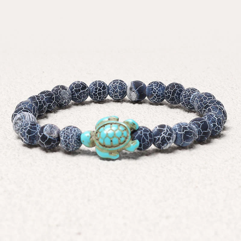 Braccialetto di benedizione con tartaruga marina in pietra naturale Buddha Stones Turchese - Image 13
