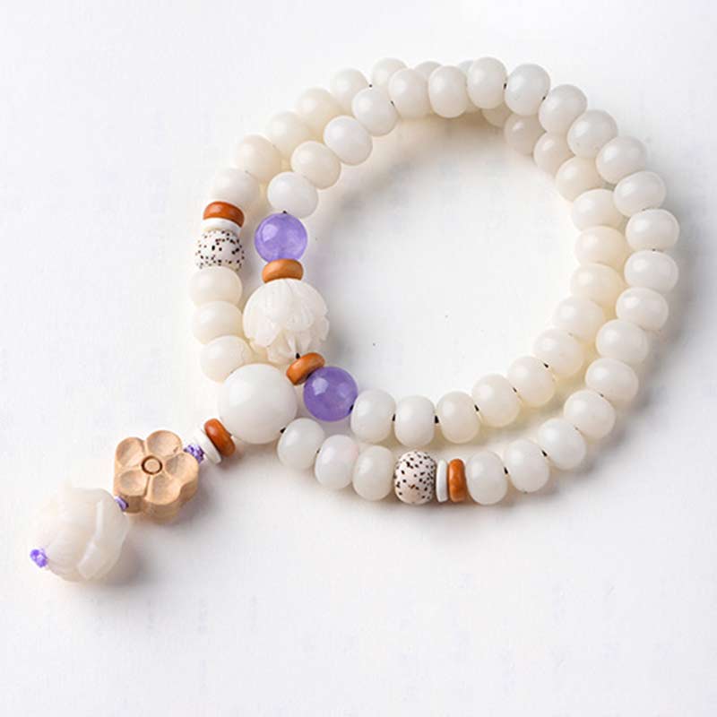 Braccialetto di benedizione del loto Bodhi in giada bianca tibetana Buddha Stones - Image 16