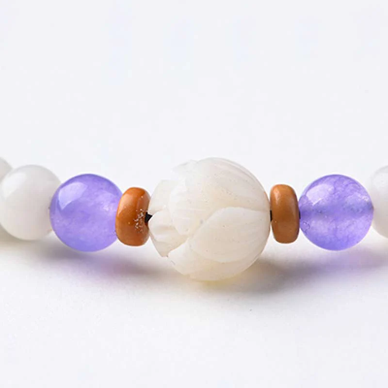 Braccialetto di benedizione del loto Bodhi in giada bianca tibetana Buddha Stones - Image 18