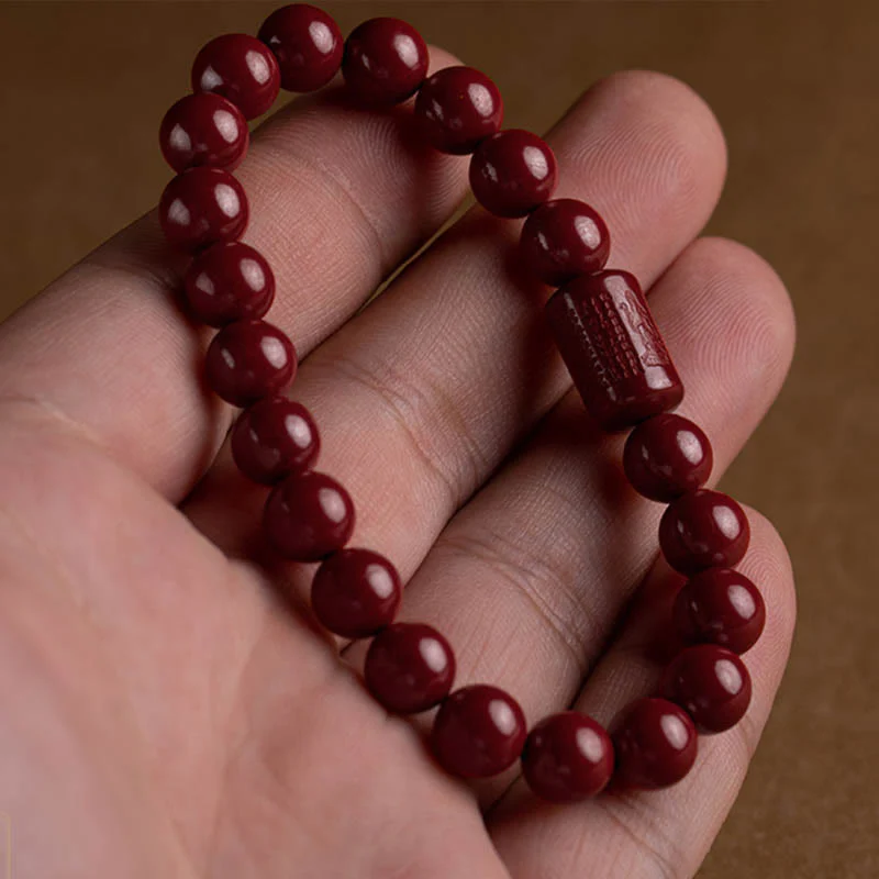 Braccialetto di benedizione del Sutra del cuore di cinabro naturale Buddha Stones - Image 11