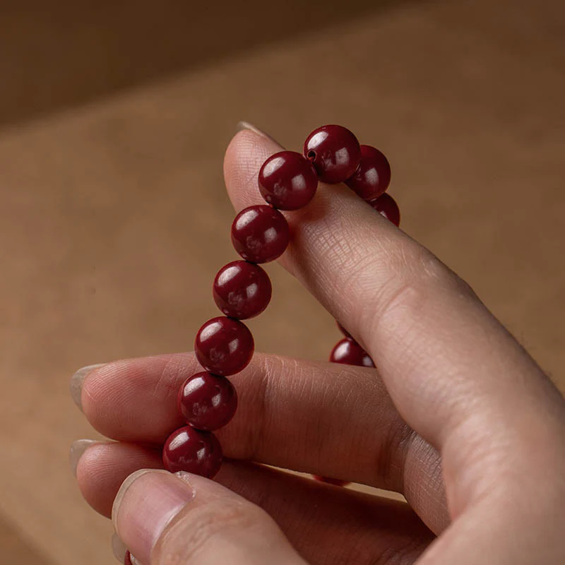Braccialetto di benedizione del Sutra del cuore di cinabro naturale Buddha Stones - Image 13
