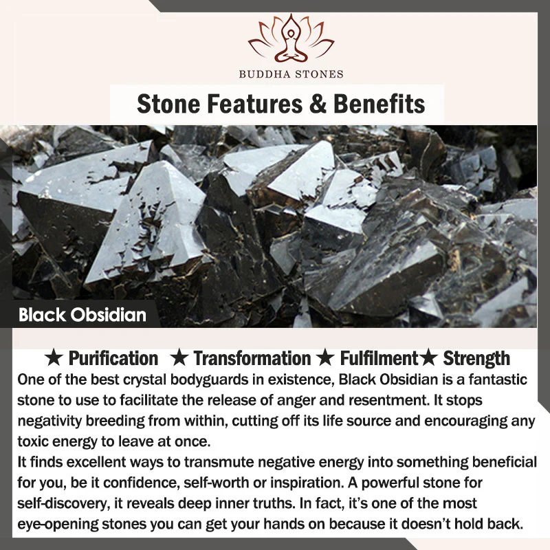 Braccialetto di benedizione di zucca di ossidiana arcobaleno di ossidiana nera naturale Buddha Stones Mala - Image 7