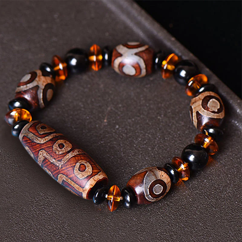 Braccialetto di benedizioni con perline Dzi a nove occhi naturali retrò tibetane Buddha Stones - Image 2