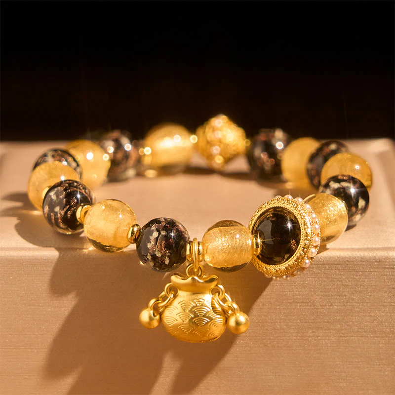 Braccialetto di benedizioni in vetro Liuli con carattere Fu Buddha Stones - Image 2