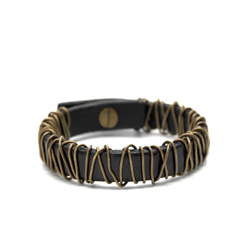 Braccialetto di bilanciamento in ottone e rame con Buddha Stones in pelle vintage - Image 18