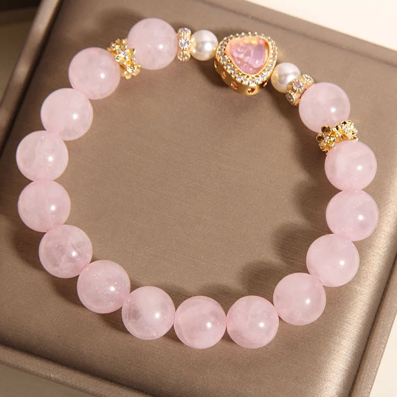 Braccialetto di calore con perle di cristallo rosa e simbolo naturale Buddha Stones Buddha - Image 5