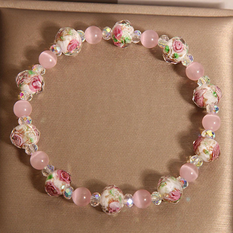 Braccialetto di calore con perline di vetro Liuli, cristallo rosa e Buddha Stones - Image 4