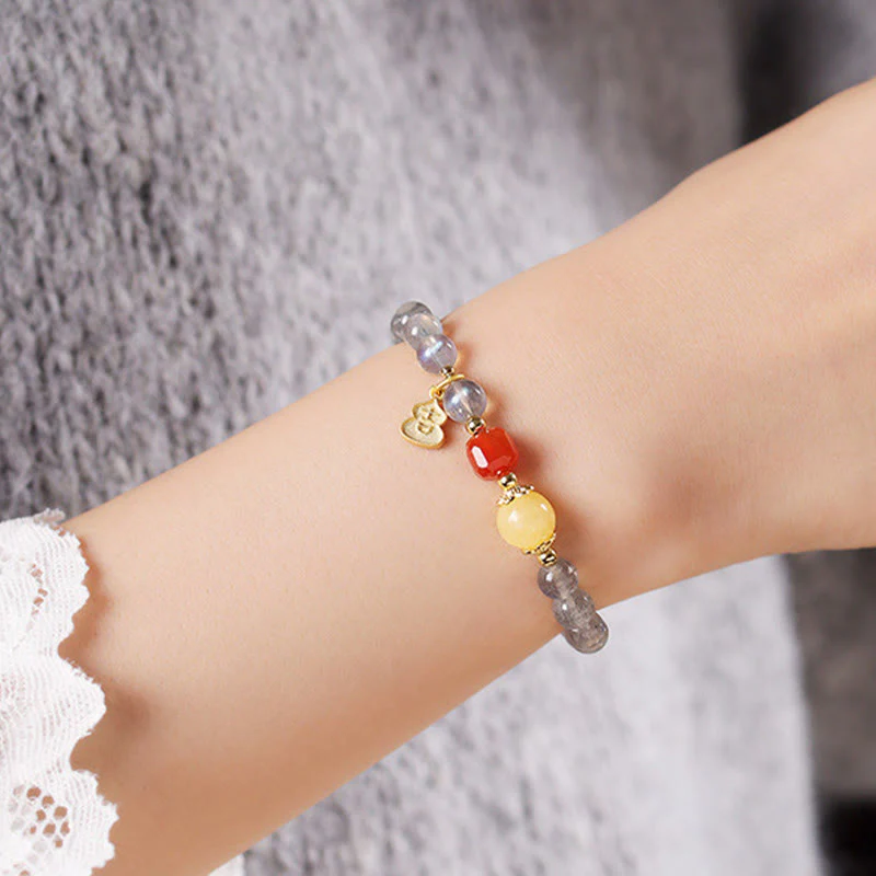 Braccialetto di charme Buddha Stones Natural Moonstone Lotus Love - Image 14