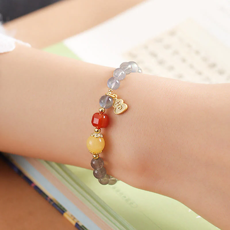 Braccialetto di charme Buddha Stones Natural Moonstone Lotus Love - Image 15