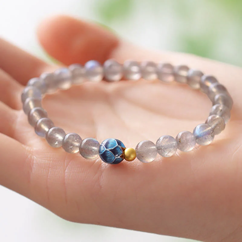Braccialetto di charme Buddha Stones Natural Moonstone Lotus Love - Image 4