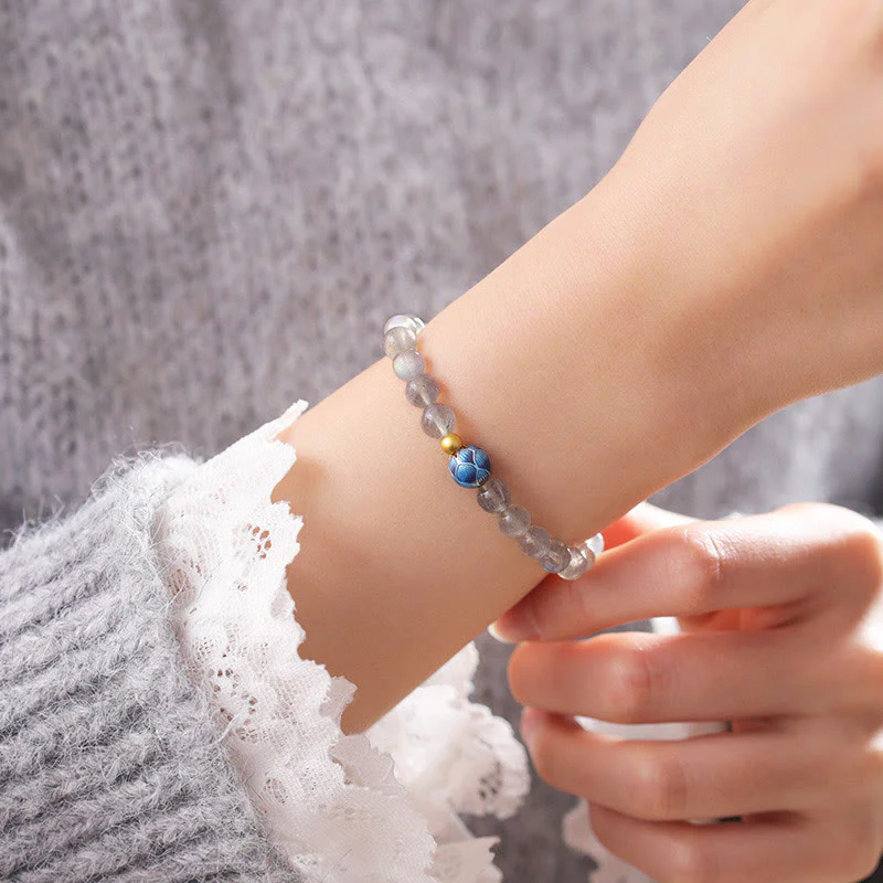 Braccialetto di charme Buddha Stones Natural Moonstone Lotus Love - Image 5