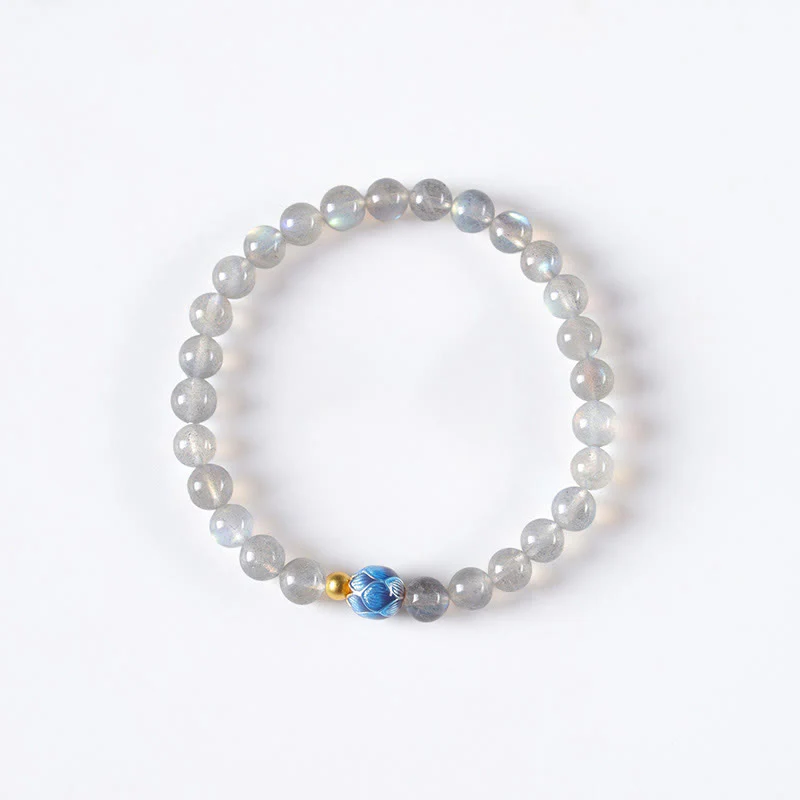 Braccialetto di charme Buddha Stones Natural Moonstone Lotus Love - Image 8