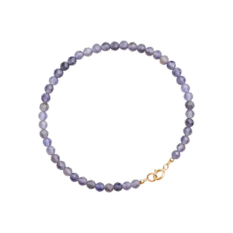 Braccialetto di comunicazione in rame placcato oro 14k con perline ultrasottili in ametista e iolite da 3 mm Buddha Stones - Image 11