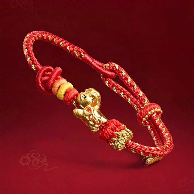 Braccialetto di concentrazione con filo rosso "Anno del cavallo" Buddha Stones